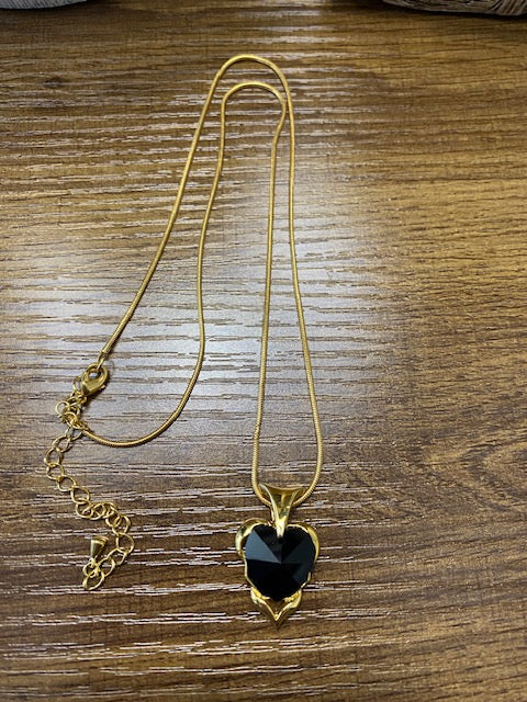 Vintage Black Australian Crystal w/ gold chain