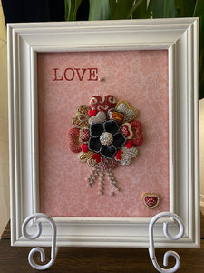 Vintage Heart Brooch Bouquet Jewelry Collage