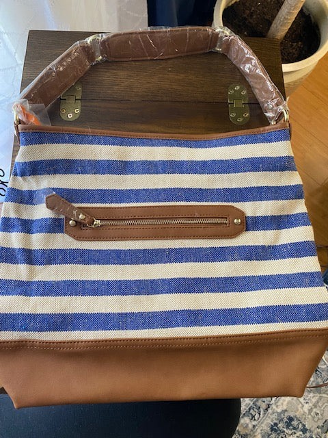 Brown and Blue Beach Tote