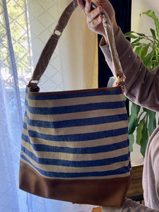 Brown and Blue Beach Tote