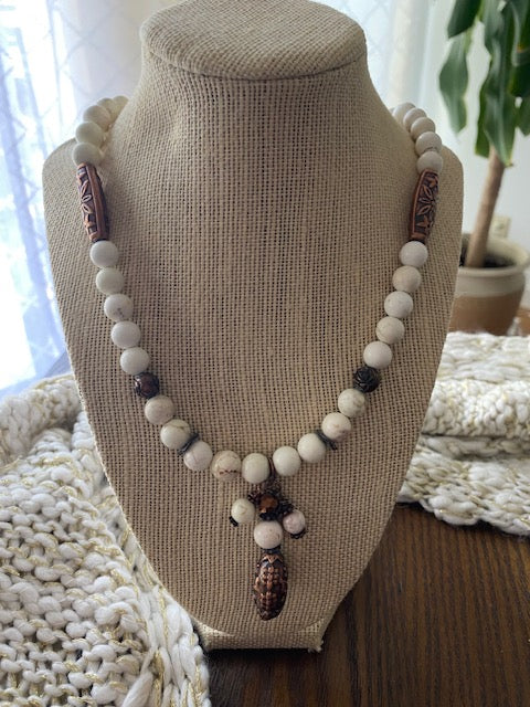 Long BoHo Agate with Copper Accents