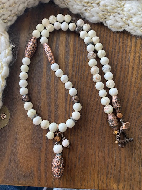 Long BoHo Agate with Copper Accents