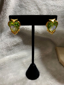 Vintage Austrian Lite Green Crystal Earrings