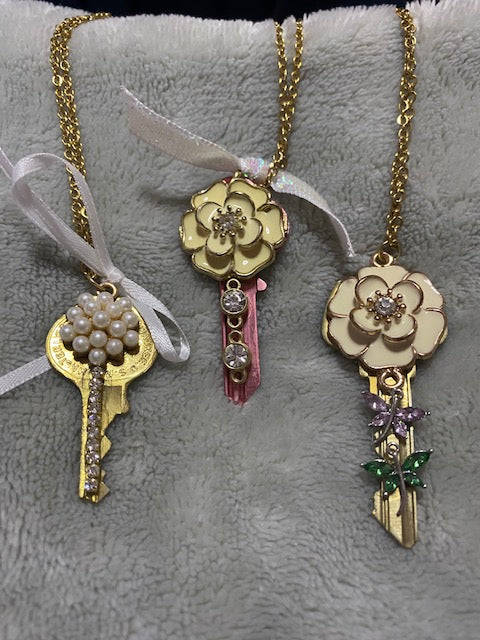 Whimsical Handcrafted Key Art Necklaces