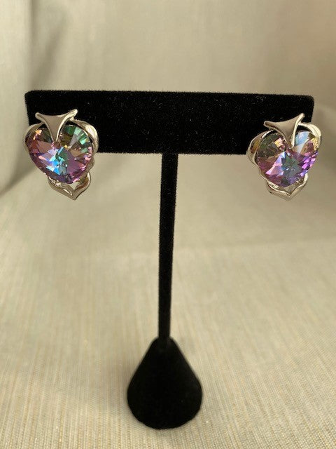 Vintage Lite Purple Austrian Crystal Silver Earrings