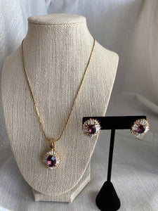 Vintage Amethyst Crystal with Gold Chain Necklace