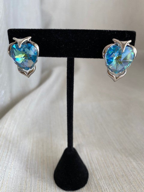 Vintage Lite Blue Australian Crystal with Silver Accents Earrings