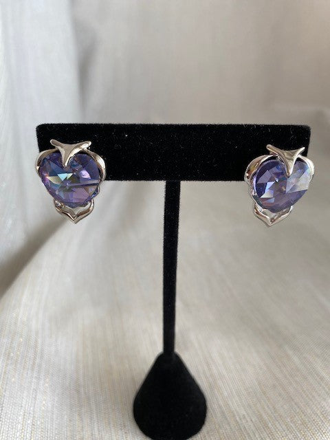 Vintage Purple Australian Crystal with Silver Accents Earrings