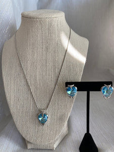 Vintage Lite Blue Australian Crystal with Silver Accents Earrings