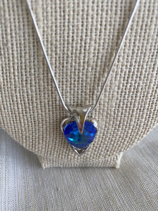 Vintage Deep Blue Crystal Pendant Necklace