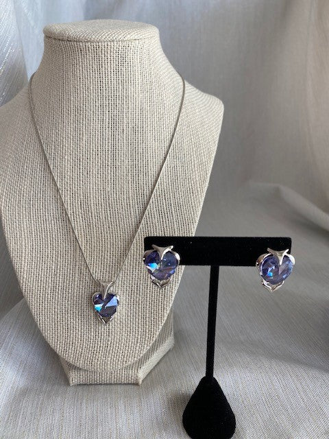 Vintage Purple Australian Crystal with Silver Accents Earrings