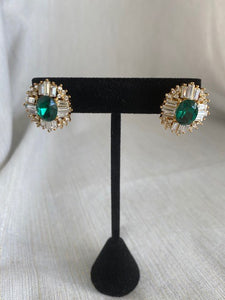 Vintage Deep Emerald Green Earrings