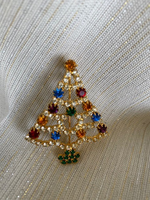 Christmas Tree w/Austrian Crystals Pin