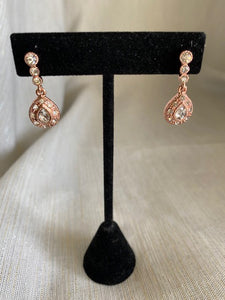 Rose Gold Tear Drop w/ Crystals Necklace