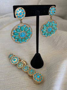 Turquoise Flower Drop Earrings