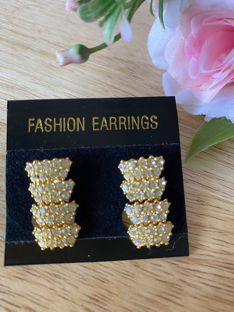 Vintage Gold w/ Crystals Earrings