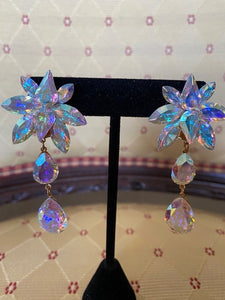 Vintage Star Opal Crystal Dangly Earrings