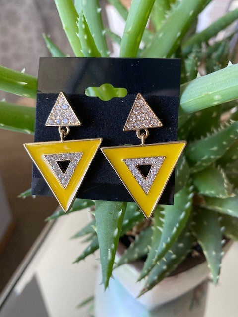 Yellow Bling Dangly Earrings