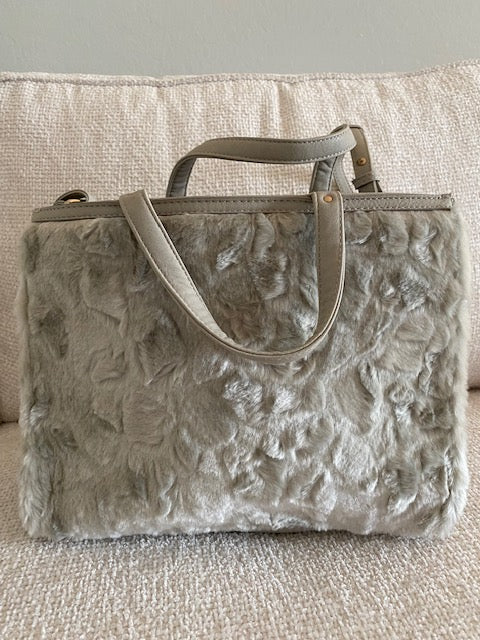 Gray Faux Fur Tote