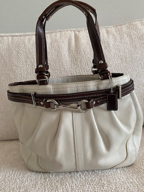 Coach Cream & Brown Satchel