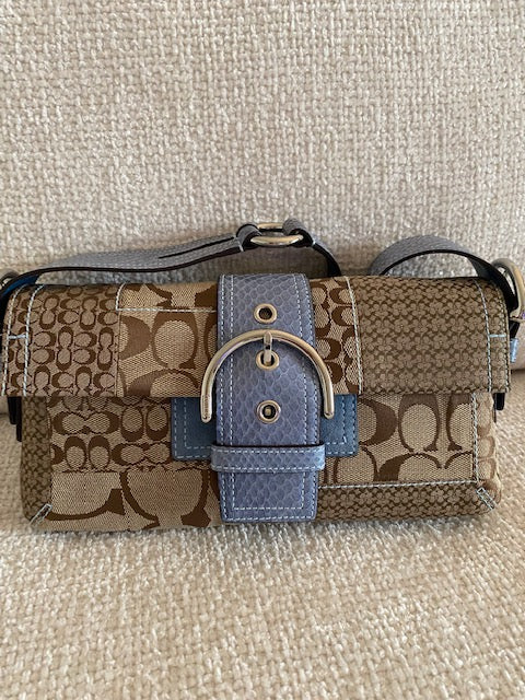 Coach Beige & Blue Clutch