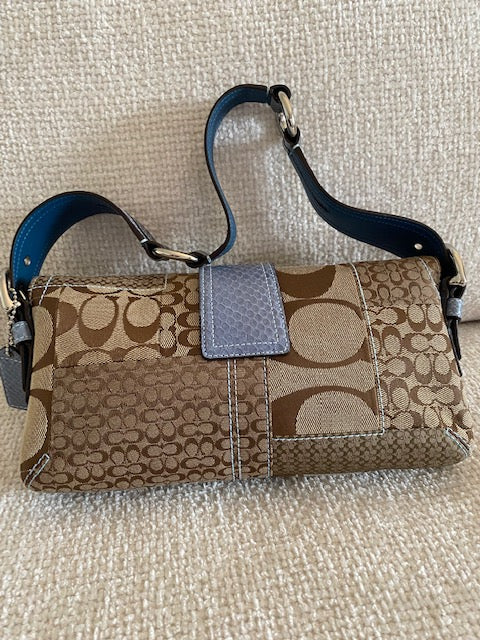 Coach Beige & Blue Clutch