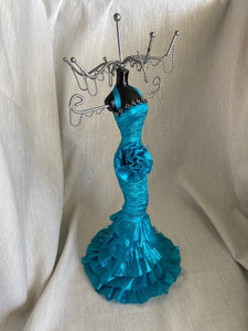 Vintage Blue Satin Ball Gown Necklace Stand