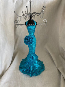 Vintage Blue Satin Ball Gown Necklace Stand