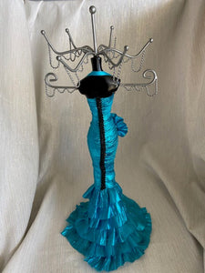 Vintage Blue Satin Ball Gown Necklace Stand