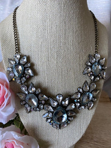 Gorgeous Grayish Crystal Bib Necklace