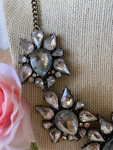 Gorgeous Grayish Crystal Bib Necklace